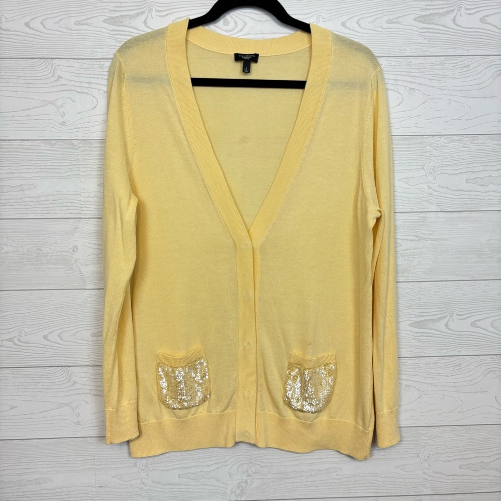 Talbots Yellow Long Cardigan Size Petite Large